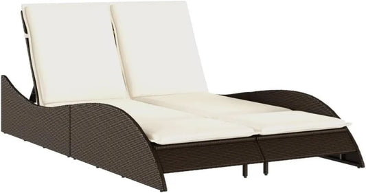 Sdraio in Polyrattan con Cuscino Ergonomico, Struttura Acciaio, Schienale Regolabile