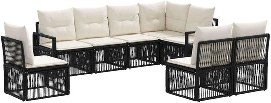 Set Divani da Giardino 8 Pezzi in Rattan Sintetico, Modulare e Resistente alle Intemperie