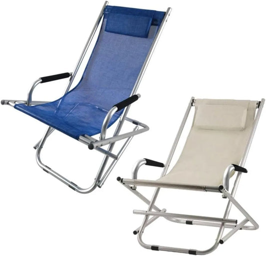 Poltrona a Dondolo Kasaviva in Alluminio e Textilene, Disponibile in 2 Colori