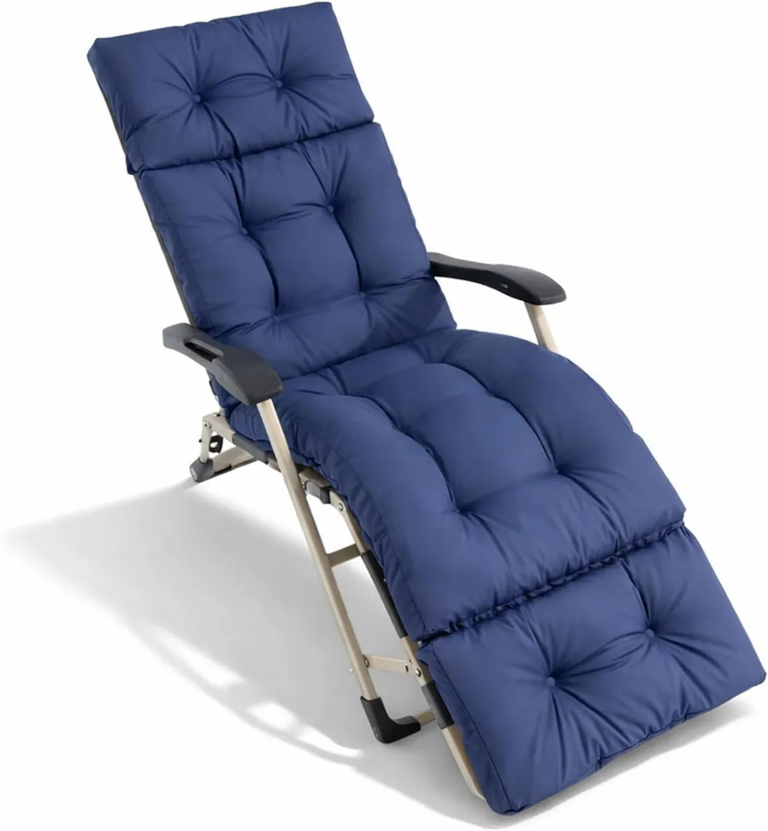 Cuscino imbottito antiscivolo per lettino 190x54 cm, comodo e resistente per giardino e terrazza, colore blu scuro
