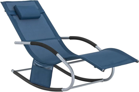 Sedia a Sdraio da Giardino SoBuy con Cuscino 150x63x87cm, Capacità 150kg, Blu Navy Traspirante
