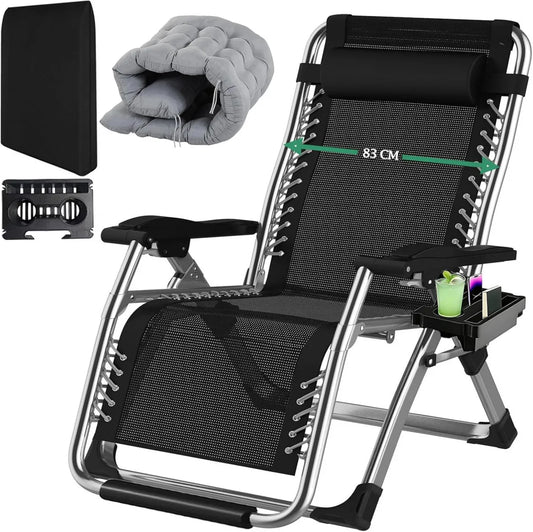 Lettino Sdraio Zero Gravity Pieghevole 83cm con Cuscino – Grigio