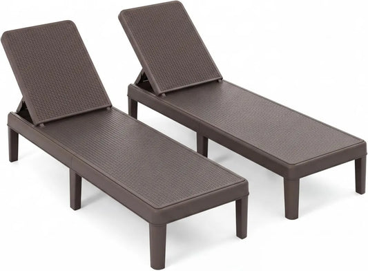 Lettino Prendisole Pieghevole da Giardino, Schienale Regolabile a 4 Posizioni, Max 150 kg, Sdraio per Esterno, Spiaggia e Terrazza, Colore Marrone, Set da 2