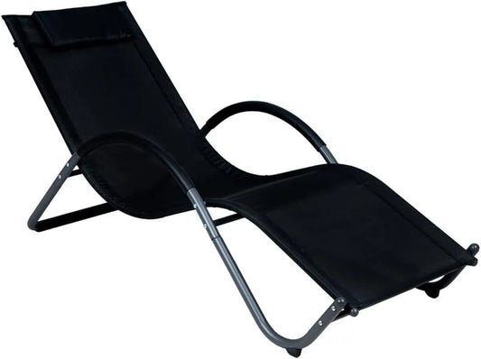Lettino Prendisole Ergonomico Enrico Coveri con Cuscino Poggiatesta in Acciaio Curvato per Esterni