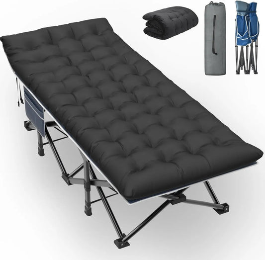 Lettino da Campeggio Oversize per Adulti con Materasso e Borsa, 201x81x48 cm