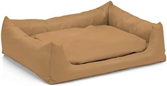 Lettino per Cani in Finta Pelle, Cuccia Divano XL, Cuscino Soffice Beige