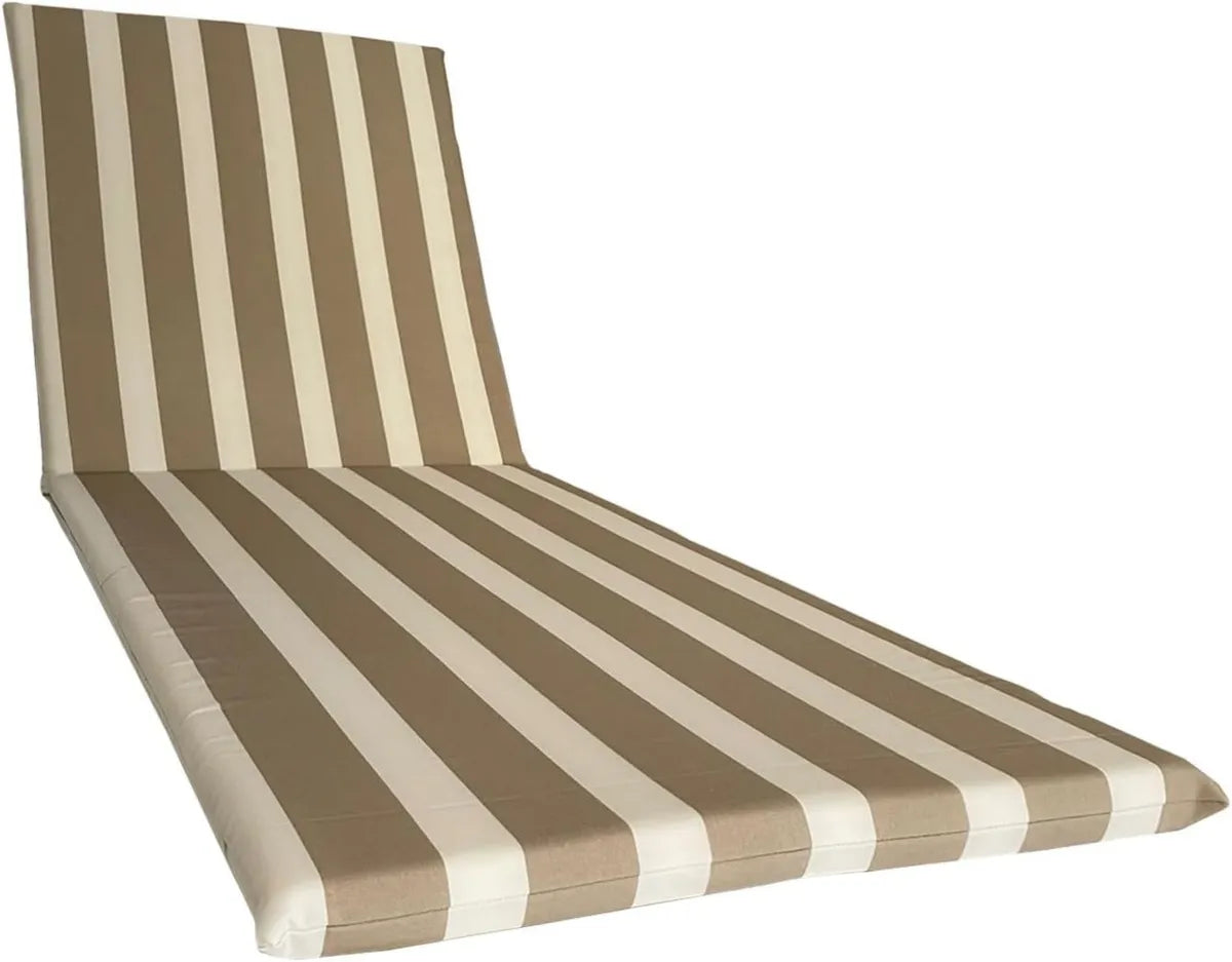 Cuscino Impermeabile da Lettino 190x60 cm in Poliestere - Sfoderabile, Made in Italy (Bianco e Beige)