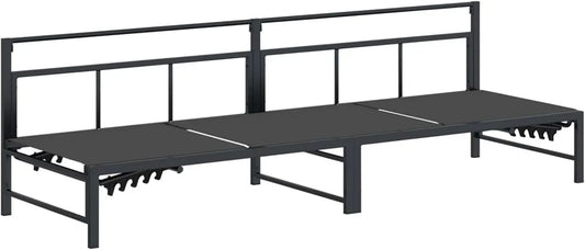 Sdraio in Textilene Nero, Schienale e Seduta Regolabili, Struttura Acciaio Resistente, 200x62x59.5 cm
