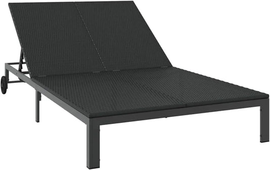 Lettino prendisole in rattan sintetico con schienale regolabile, 206 cm, telaio in acciaio resistente per giardino o terrazza