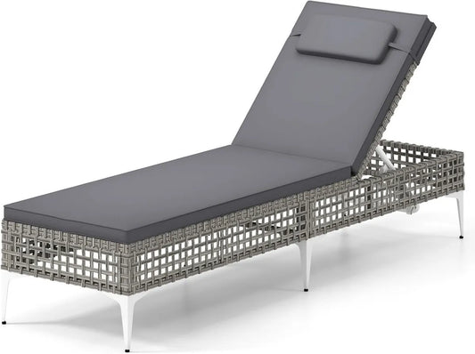 Sdraio Rattan LIFEZEAL, Schienale 5 Livelli, Cuscino Rimovibile