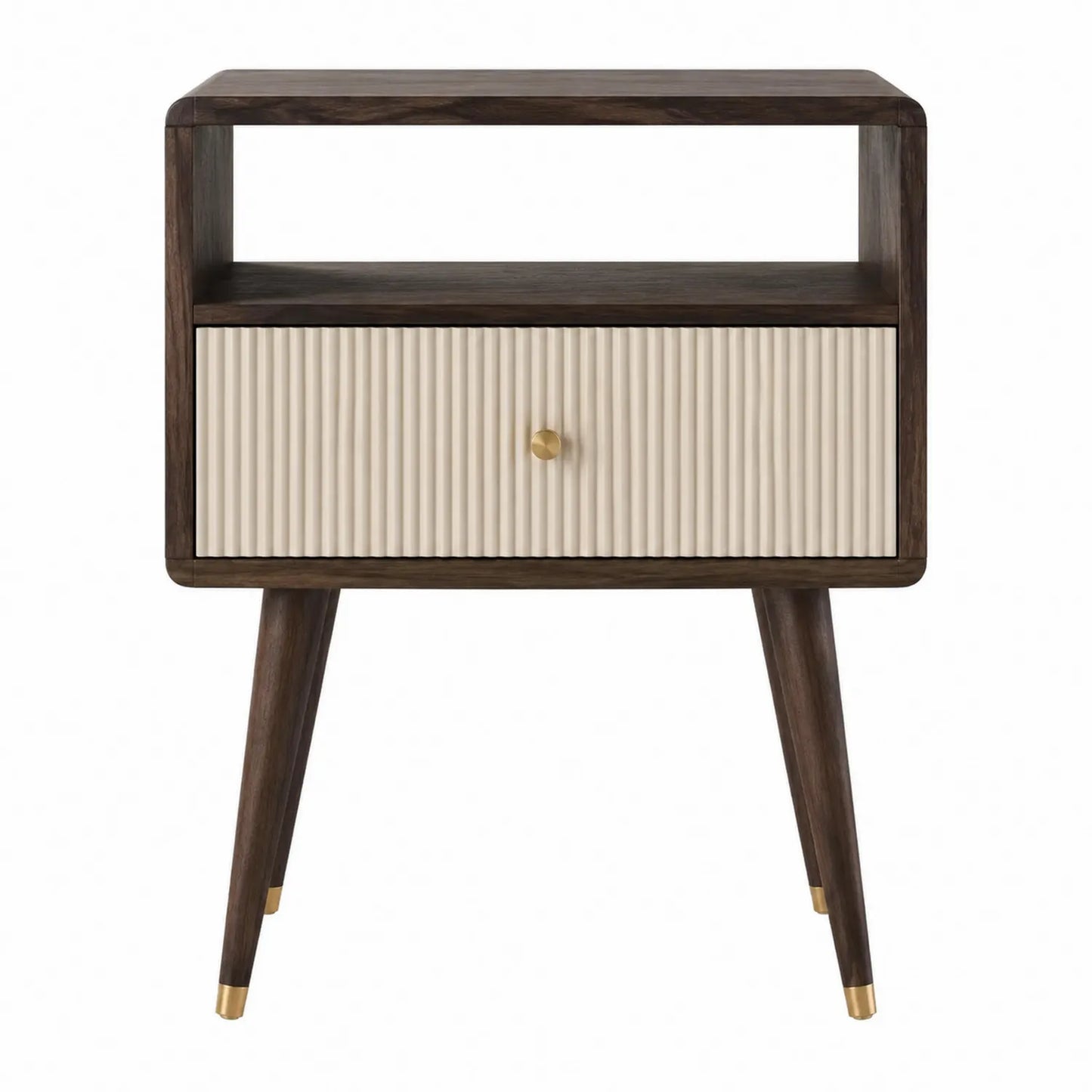 Comodino legno massello con cassetto e spazio aperto 60x40x35 cm