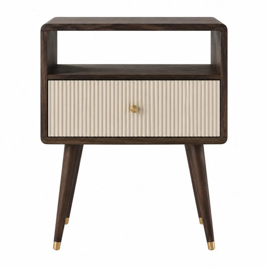 Comodino legno massello con cassetto e spazio aperto 60x40x35 cm