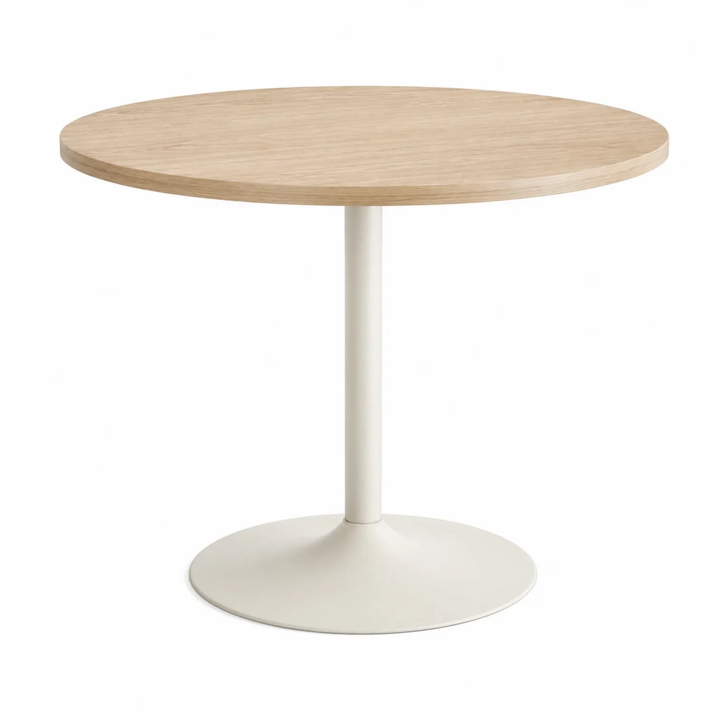 Tavolo rotondo in legno e metallo bianco, diametro 100 cm