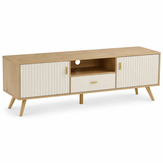 Mobile TV in legno e MDF con ante e cassetto 140x40x50cm