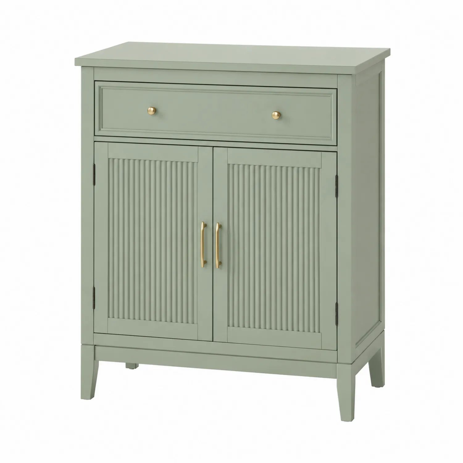 Credenza in Legno MDF Verde con Cassetto e Ante 90x40x100 cm