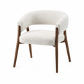 Sedia in legno massello imbottita in bouclé bianco