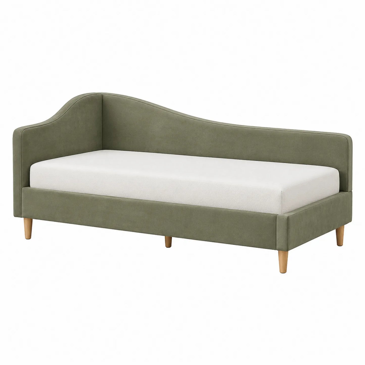 Divano Letto Verde in Legno e Tessuto