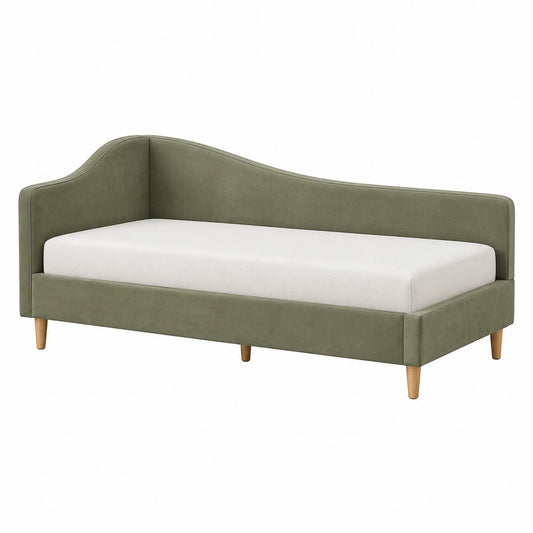 Divano Letto Verde in Legno e Tessuto