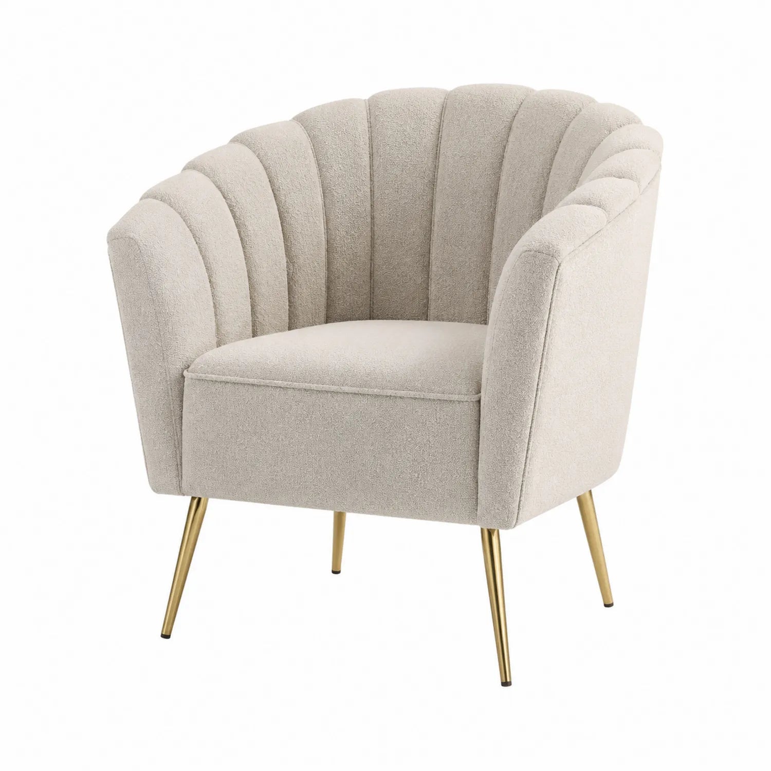 Poltrona in Tessuto Crema con Gambe in Metallo Dorato