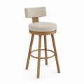 Sgabello da bar in legno e tessuto beige