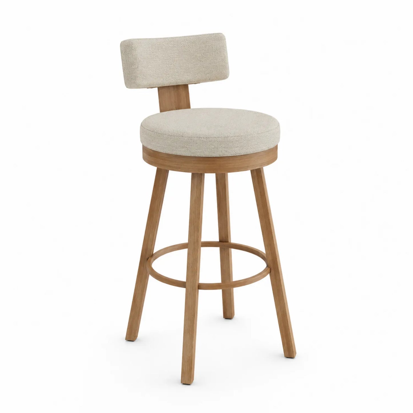 Sgabello da bar in legno e tessuto beige