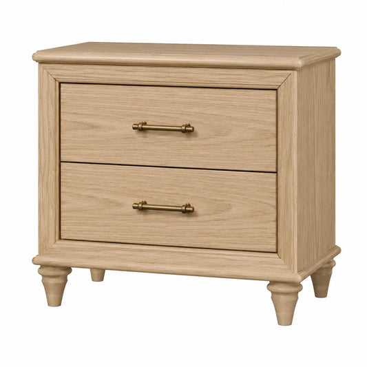 Comodino in legno con 2 cassetti colore naturale