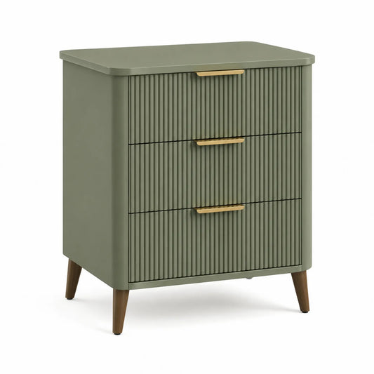 Cassettiera in Legno MDF Verde con 3 Cassetti