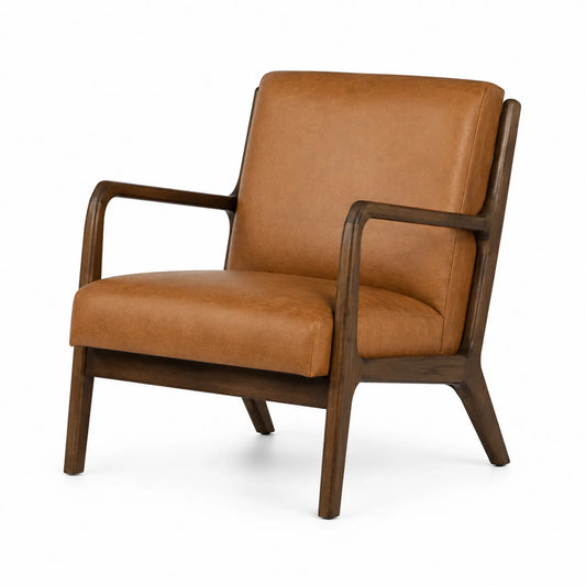 Poltrona in Pelle Sintetica con Struttura in Legno