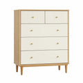 Cassettiera in legno e MDF con 5 cassetti bianchi