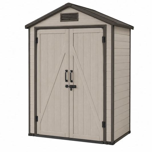 Capanno da Giardino in Resina Beige con Struttura in Acciaio